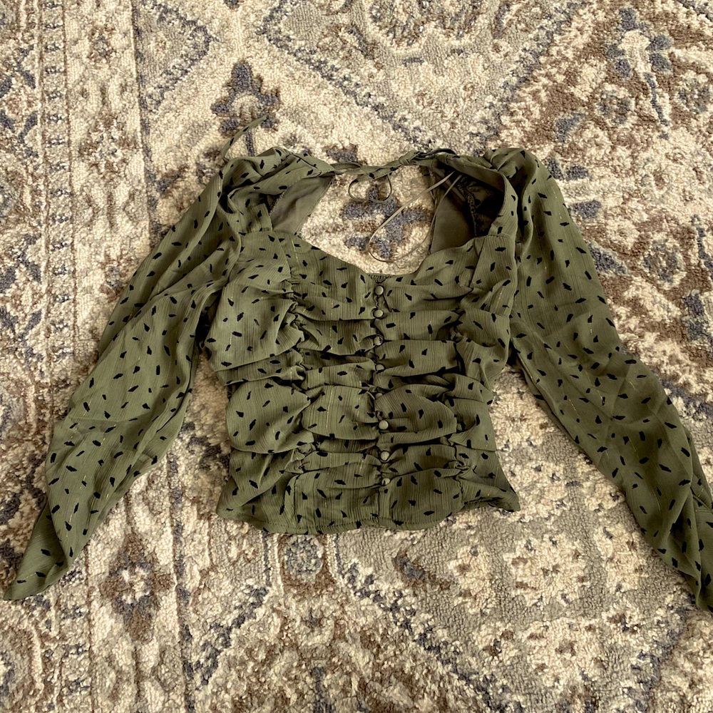 Olive Green Ruched Women's Top